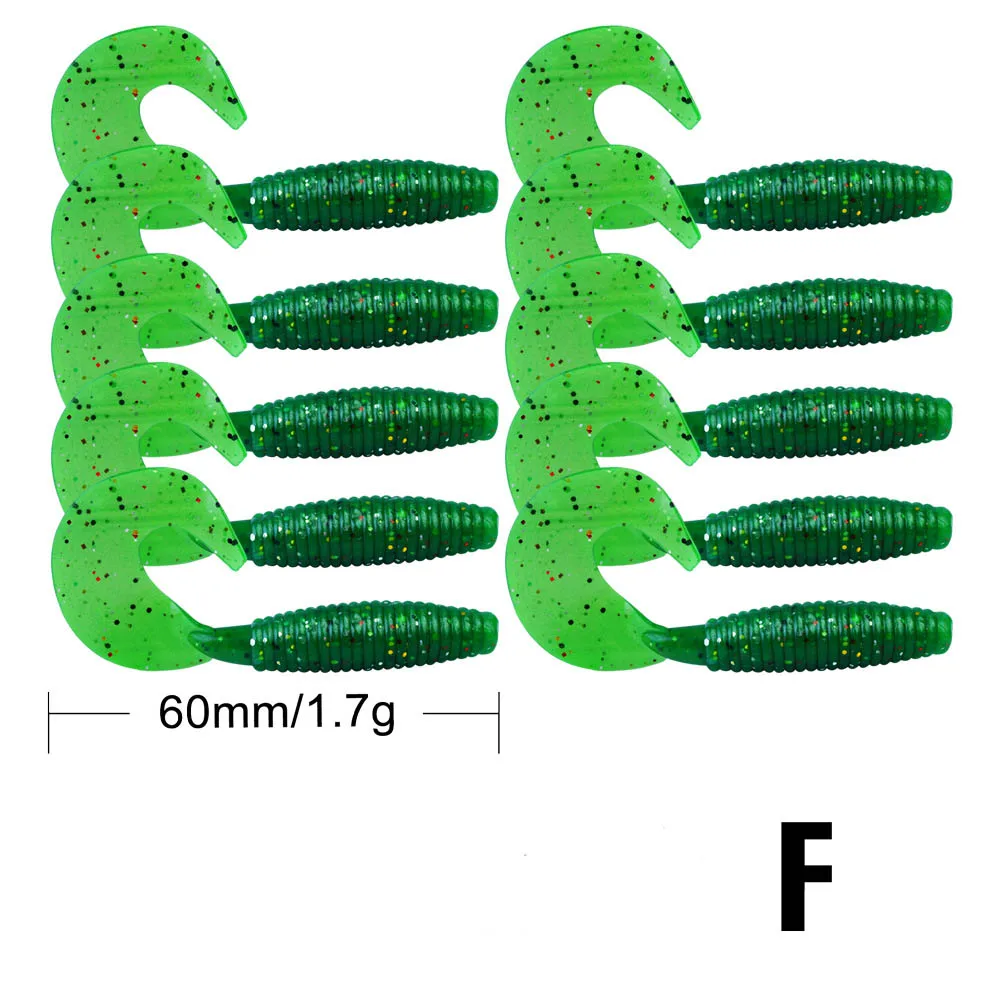 Fulljion 10 шт. мягкие приманки для рыбалки Shads мягкие реалистичные приманки воблеры силиконовый червь джиг голова искусственная приманка Isca Pesca снасти - Цвет: F