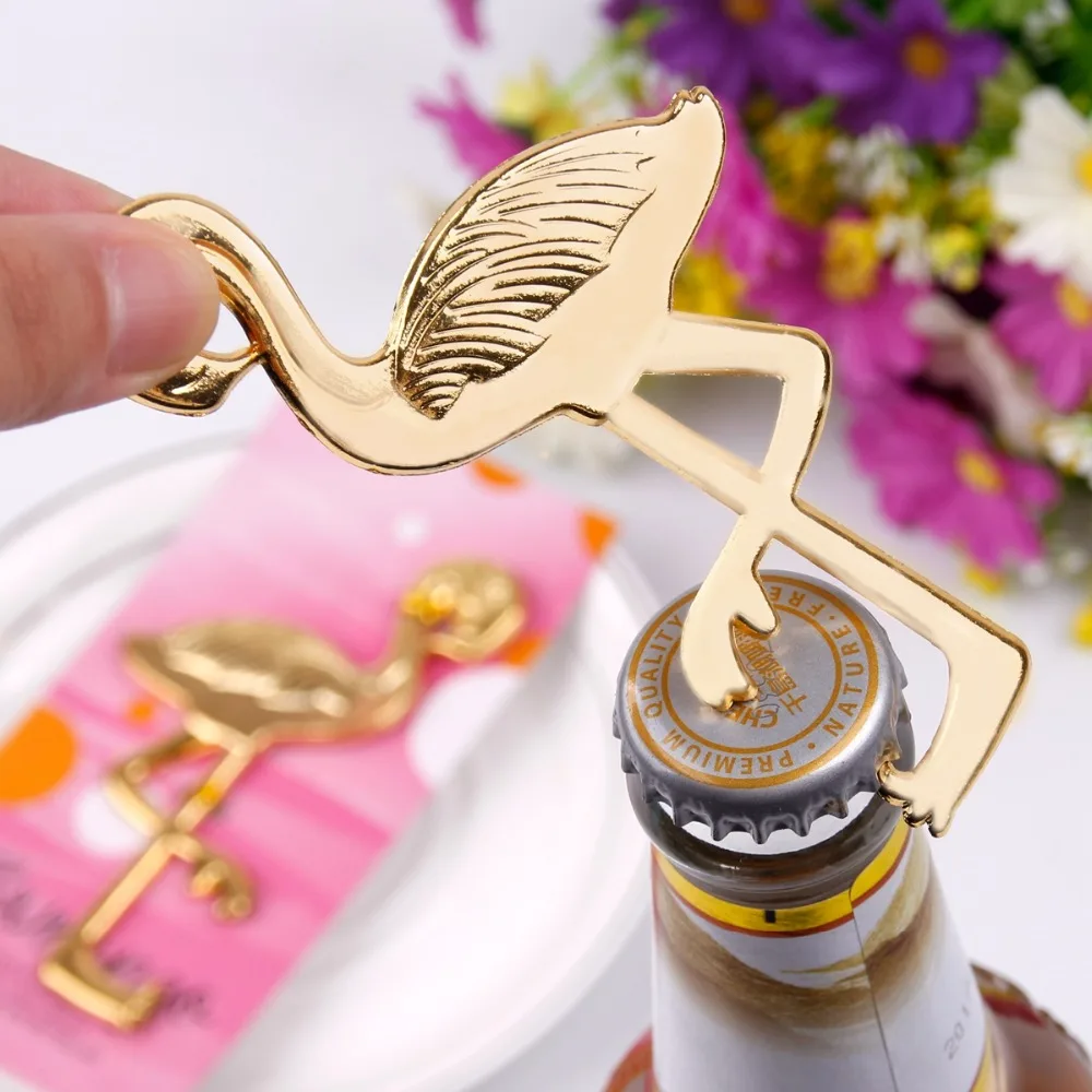 

FENGRISE Gold Flamingo Bottle Opener Anniversary Wedding Favors And Gifts Beer Opener Party Summer Beach Kitchen Bar Supplies