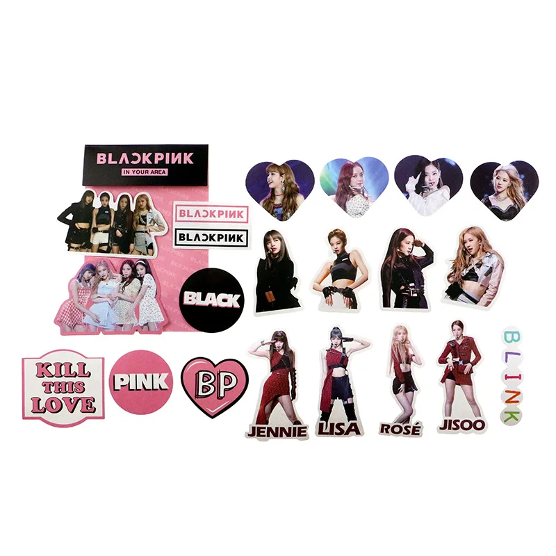 20 шт. K-POP черные Розовые наклейки JISOO Дженни Роза Лиза бумажные канцелярские наклейки для фанатов коллекция подарок