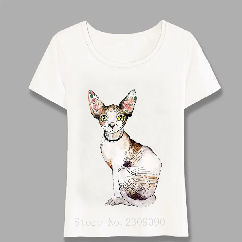 

Sphynx Cat Pattern Cute Art Fashion T-Shirt Summer Women t-shirt Animal Design Casual Girl Tops Fashion Woman Punk Tees Harajuku