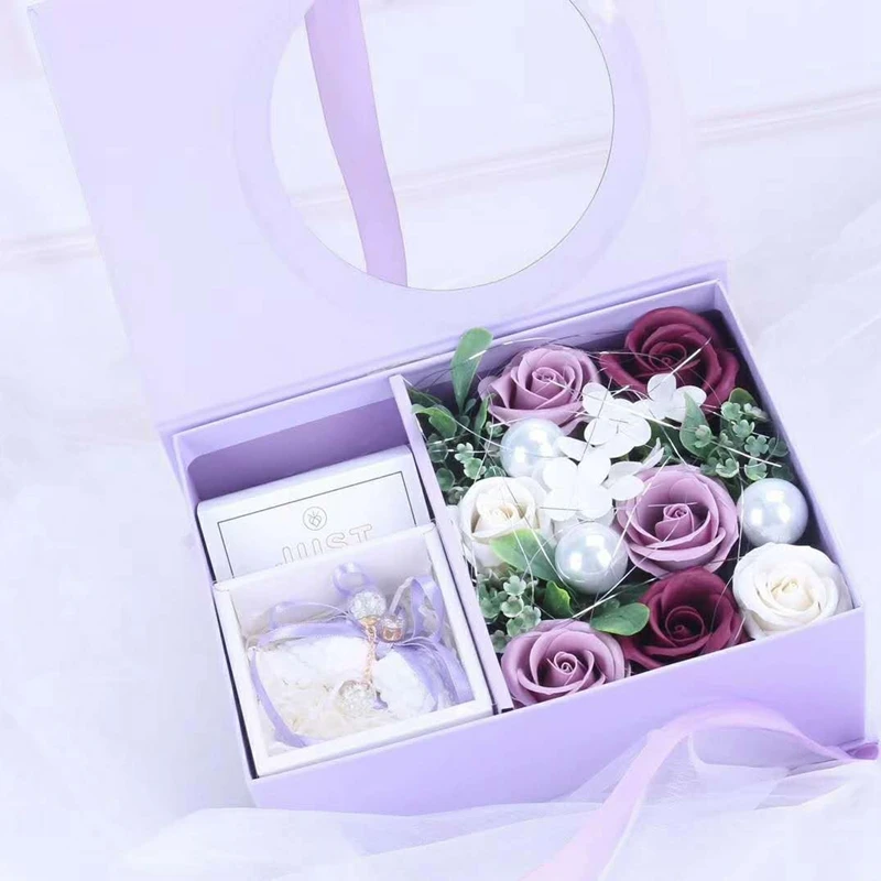 

Soap Flower Bouquet With Packing Box Red Scented Rose For Valentine'S Day Soap Rose In Gift Box