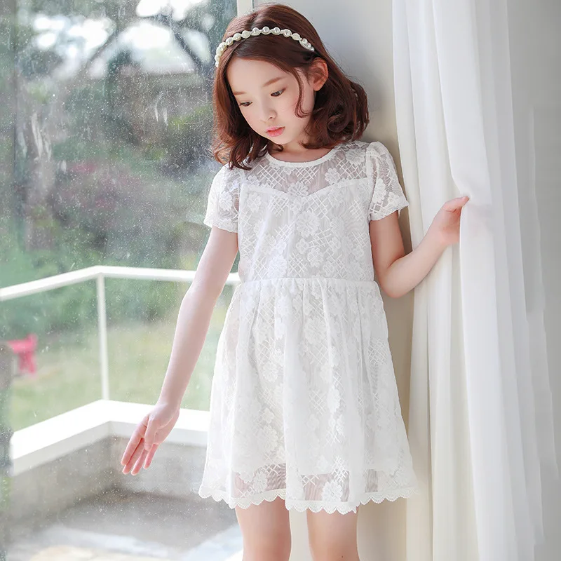 

new 2018 fashion kid lace princess dress baby clothes little teenage girls o-neck dresses children party dress clothing for girl