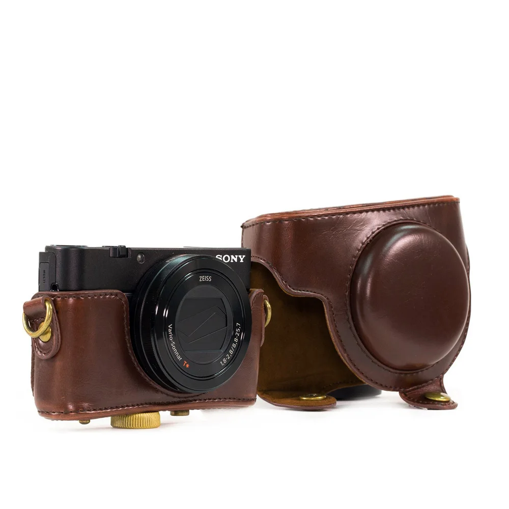 PU Leather Camera Video Bag Case Cover with Shoulder Strap for Sony RX100 RX100II DSC RX100 Mark