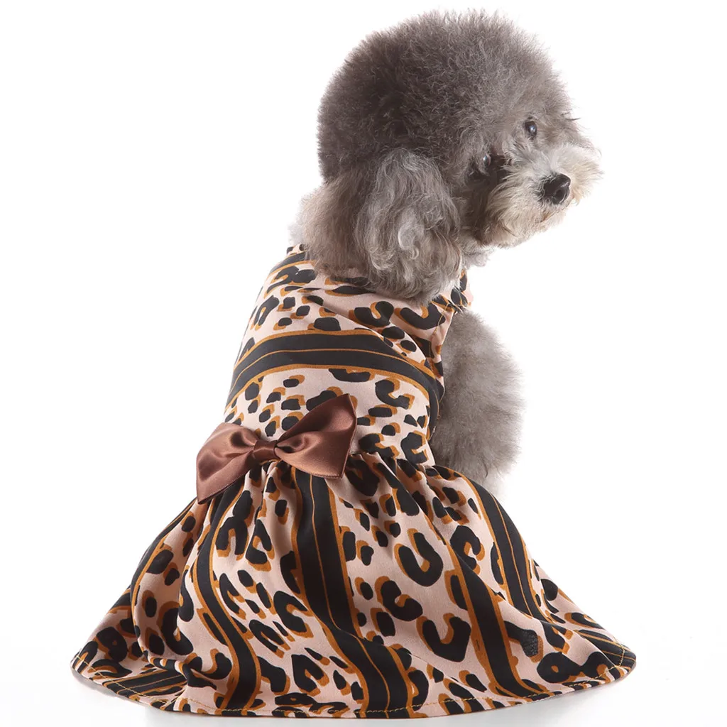 

Transer Dog Dress Brown Bright Pet Spring And Summer Rainbow Striped Clothing Pet Dogs Skirt Vestido Perro 19Apr. 3 P35