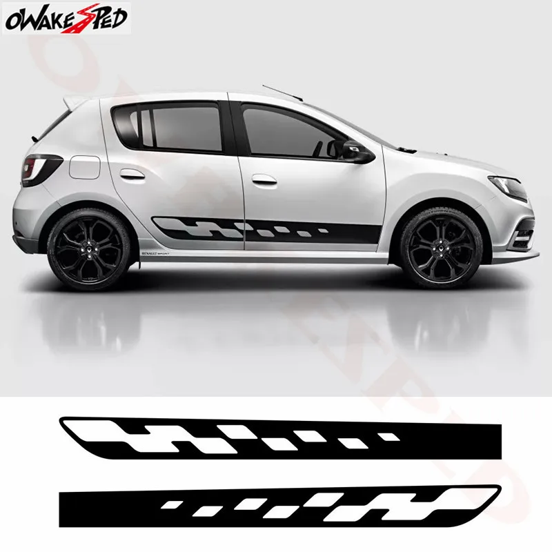 

2 Pcs Car Stickers Accessories Auto Door Side Stripe Skirt Sticker Racing Sport Graphics Decal For Renault Dacia Sandero 2 RS