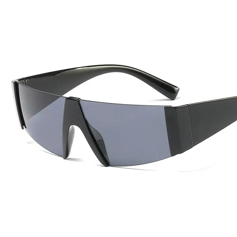 Сиамские очки с большой оправой из одного предмета двойной Цвета Для мужчин Для женщин большие солнечные очки для защиты от ветра, унисекс солнцезащитные очки FML - Цвет линз: black