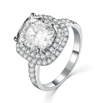 

Fantastic 3Ct Cushion Diamonds Ring Solid 925 Sterling Silver Ring White Gold Color Engagement Jewelry