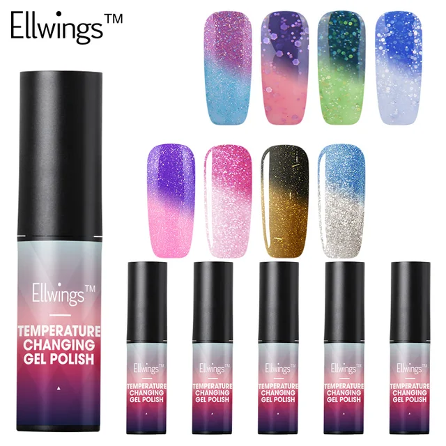 Ellwings 1pcs Mood Temperature Color Changing Nail Polish 6ml Gel Ellwings 1pcs Mood Temperature Color Changing Nail Polish 6ml Gel Thermal Change Uv
