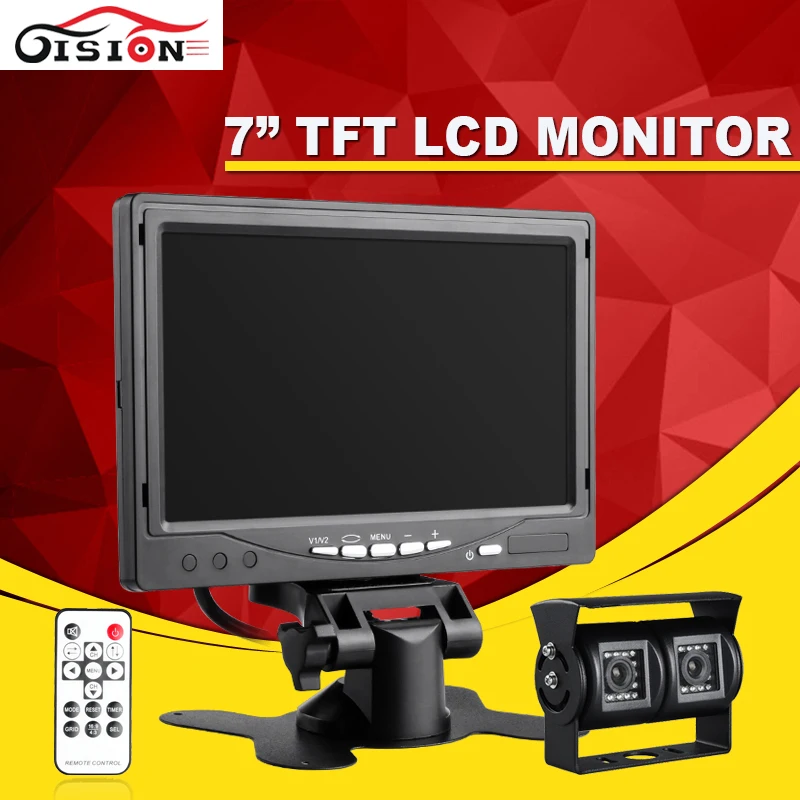 

Free Shipping Car Monitor Kit 7inch HD TFT LCD Rear View Parking Monitor With IR Waterproof CCD Dual Camera