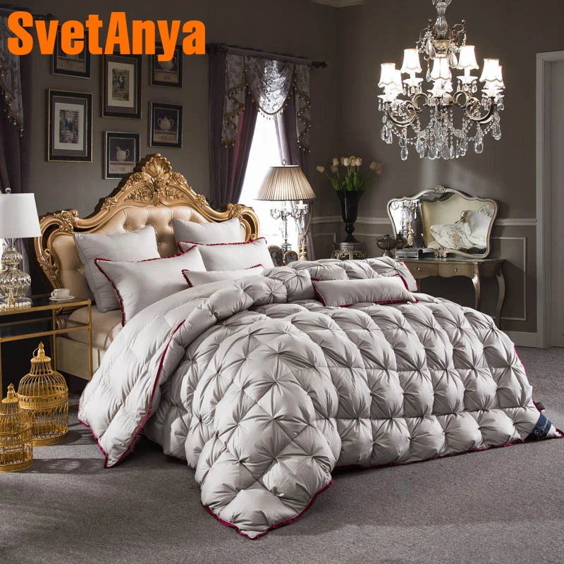 

Svetanya Goose Down Duvet quilted Quilt thick Comforter 3d Bedding Filler White Gray Pink Yellow Coffee