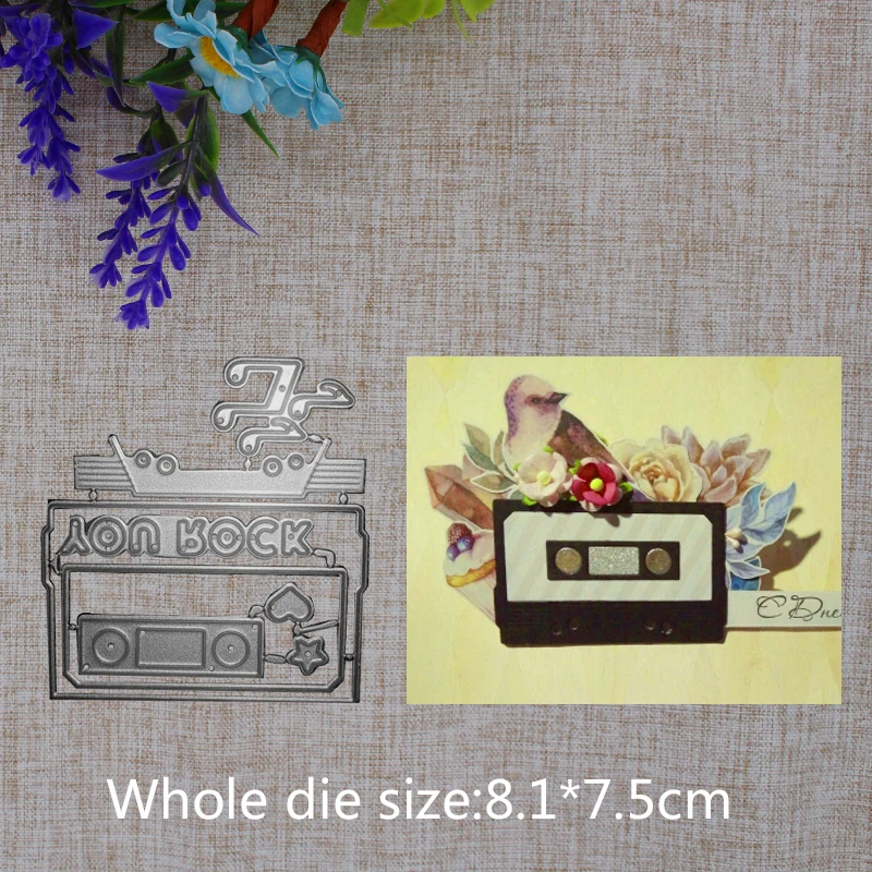 

2019 New Arrival Note Radio Tape Rock Word Cutting Dies Stencil DIY Scrapbook Embossing Decor Paper Card Craft 81x75mm