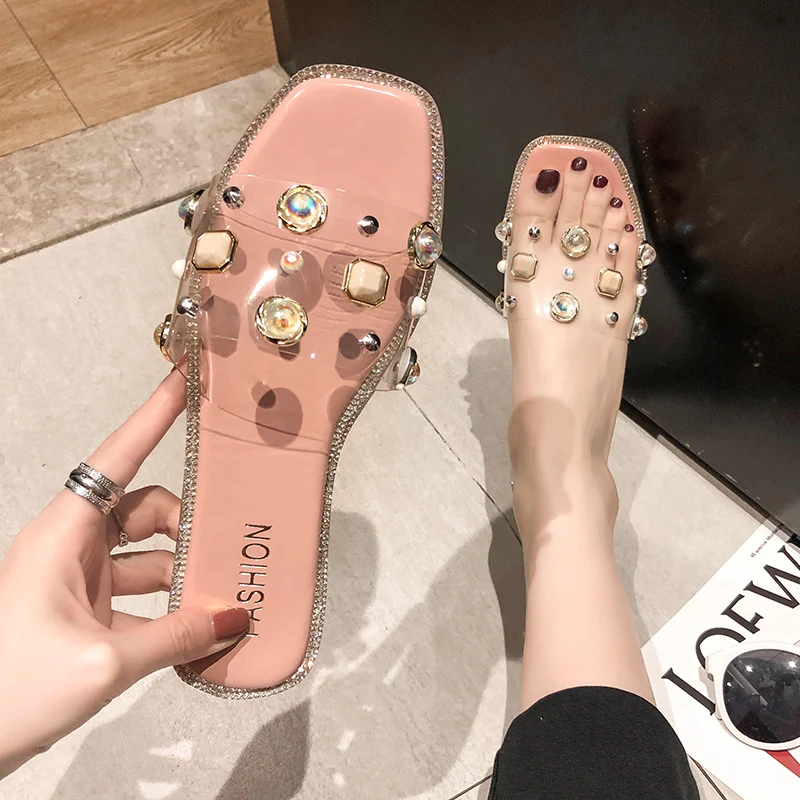 

Women Sandals Summer Shoes Woman Sandals Fashion Rivet Crystal Platform Female Slides Ladies Shoes Beach Slipper