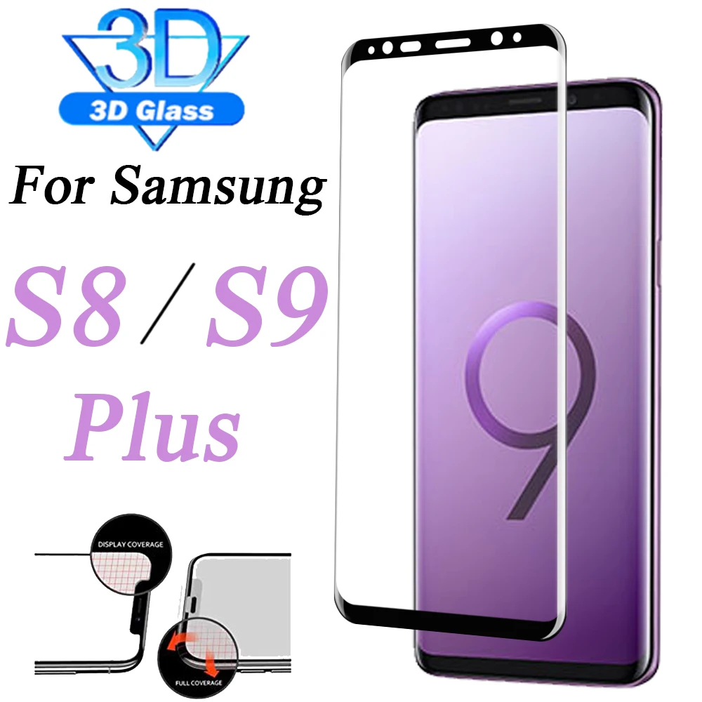 

Protective glass on for Samsung galaxy s8 plus screen protector s9 3D tempered glass film armor s8plus s9plus cam sheet tremp