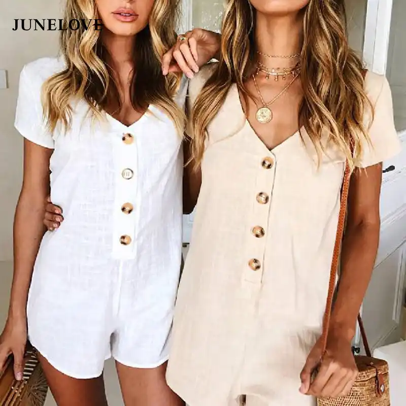 white button playsuit