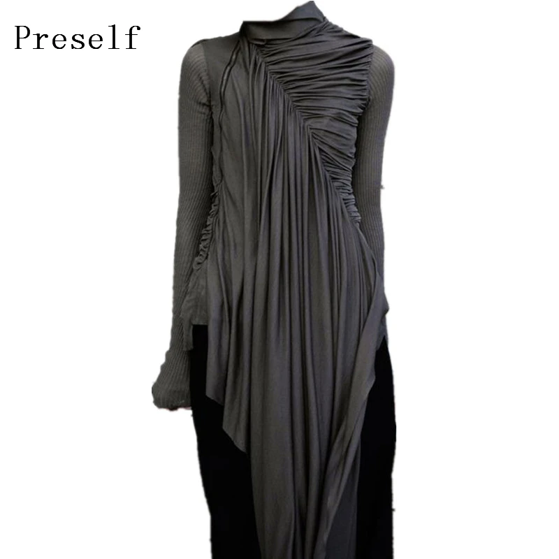 Preself платья для женщин водолазка нерегулярные асимметричное платье Vestidos модные