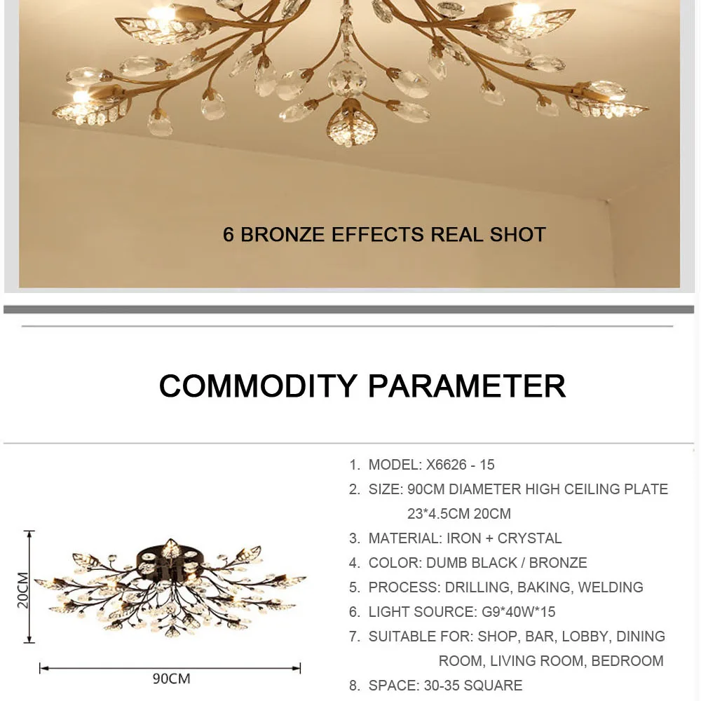 Modern Nordic K9 Crystal LED Ceiling Lights Fixture Gold Black Home Lamps for Living Room Bedroom Kitchen Bathroom17