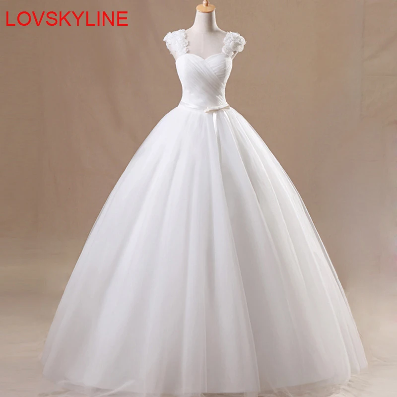 

Simple Square Collar Lace Up Ball Gown Quality Wedding Dresses 2018 Customized Plus Size Bridal Dress Real Photo