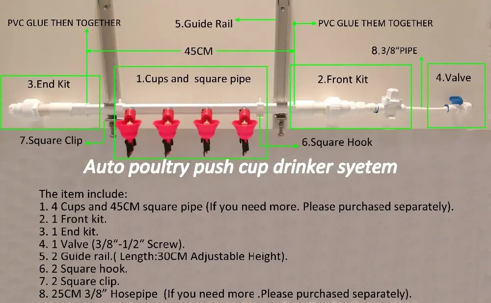 

1 Set Auto Poultry Cup Screw Nipple System Drinker Water Chicken Hen Bird Quail Duck Laying cage Equipment