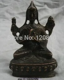 

China's Tibet old bronze sculpture Buddha statue Small Tsongkhapa Copper statue