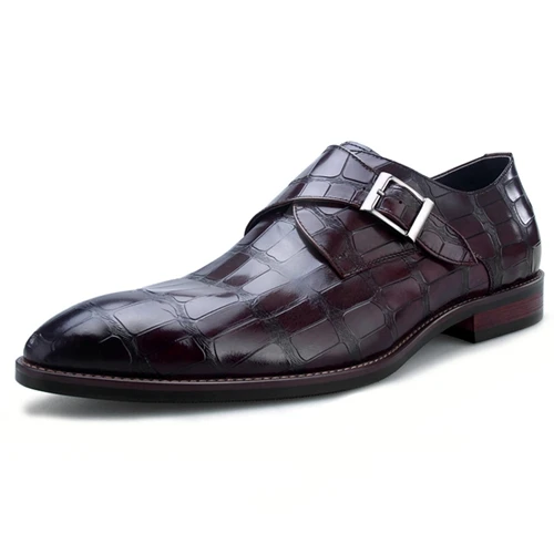 Итальянская натуральная кожа торжественное платье человек Monk Strap Oxford Роскошные туфли острый носок ручной работы Для мужчин; Свадебная вечеринка обувь SK115 - Цвет: Шоколад