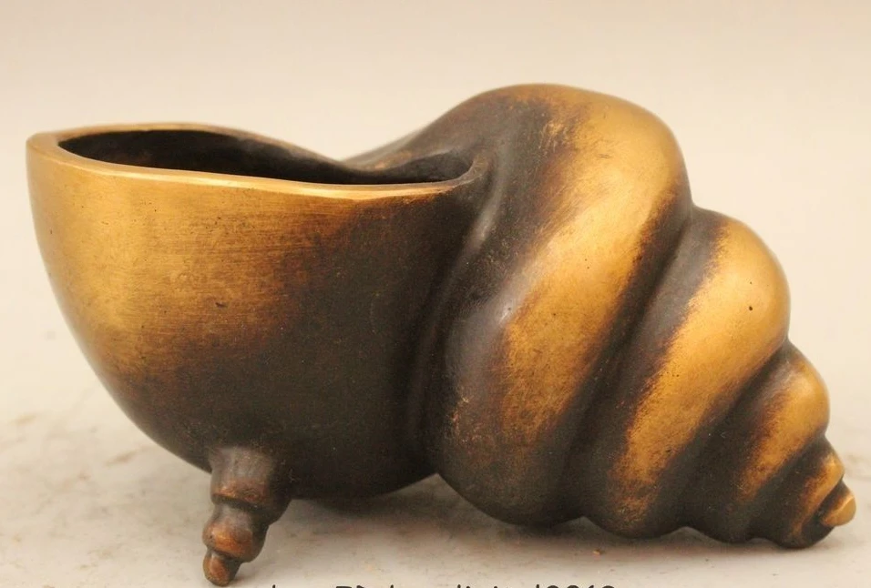 

3" Marked China Chinese Bronze Lifelike snail Statue Incense Burner Censer