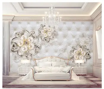 

3D Custom European Style Mural Photo Wallpaper 3D aesthetic soft pack pearl flower TV background wall home decoration painting