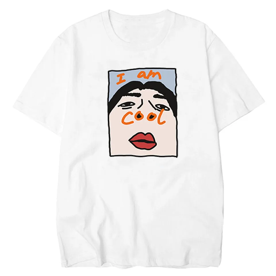 LettBao I Am Cool, забавная футболка, удобная футболка, Homme, топы, хлопок, Ulzzang, Мужская футболка с воротником, Harajuku, корейские мужские футболки