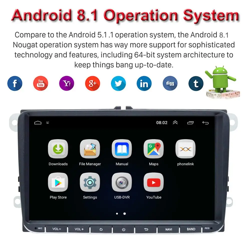 9 дюймов Android 1 Автомобильный мультимедийный плеер Радио Стерео GPS WIFI/4G MP5 Playr для VW