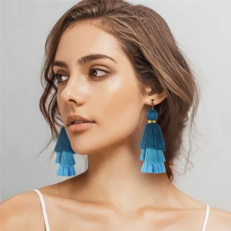 

2019 Women Earring Vintage Ladies Bohemian Earrings Long Tassel Fringe Boho Pendientes Mujer Aros Mujer Oreja