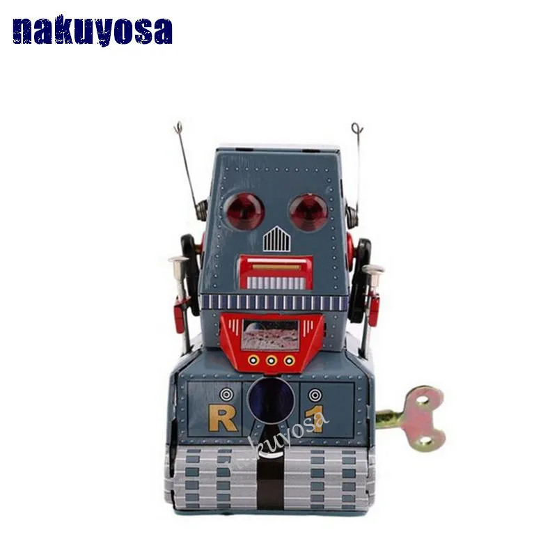 

Classic collection Retro Clockwork Wind up Metal Walking Tin Tank moon probe robot recall Mechanical toy kids christmas gift