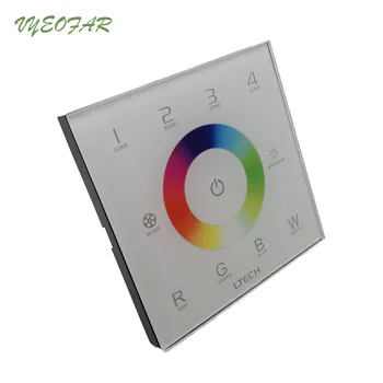 

NEW RGBW Strip Controller touch panel led controller 4 Multi Zones RF 2.4G+DMX RGBW wall mount V8 Remote R4-5A R4-CC Receiver