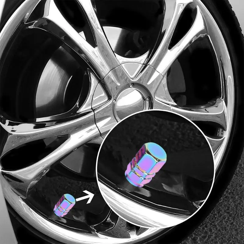 4pcs Colorful Hexagonal Aluminum Car Motorcycle Tire Valve Stem Caps