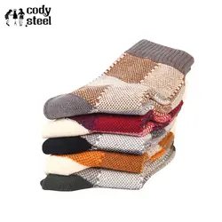 Cody Сталь красочные Для Мужчин's Носки для девочек бренд больших квадратных хлопка мужские зимние Носки для девочек Мода Национальный Ветер