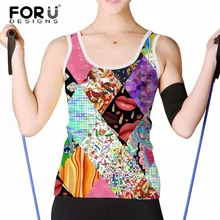 FORUDESIGNS/Стильные жилеты с 3D геометрическими треугольниками для девушек, сексуальные топы без рукавов, футболка, Женский сексуальный топ, футболки для фитнеса