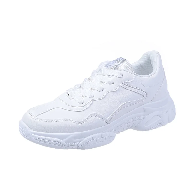 Fashion spring and autumn women's flat-bottomed sports shoes pu leather casual shoes flat bottom wedge crawler shoes