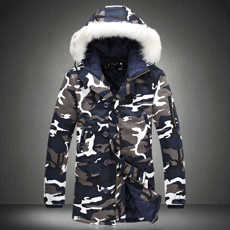 Новая зимняя мужская камуфляжная Повседневная Толстая теплая куртка, Мужская парка, пальто, Мужская модная парка с капюшоном, M-4XL размера плюс