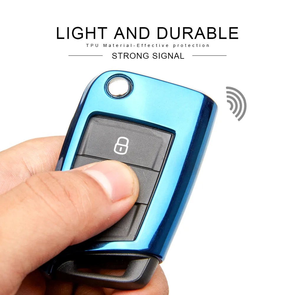 KUKAKEY 6 Colors TPU Car Key Cover Case For Volkswagen VW Golf 7 GTI R MK7 Tiguan Key Bag Shell Holder Car Keyrings keychain