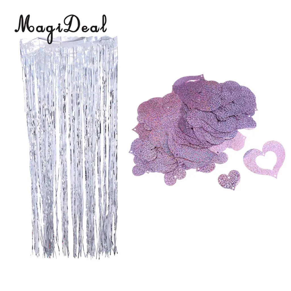 100 Shiny Heart Hanging Foil Balloon Swirl Tinsel Wedding Party Ceiling Decoration