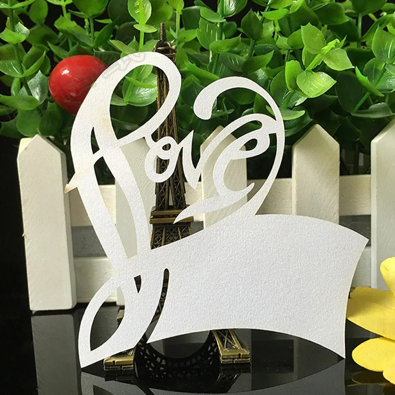 10 Colos 50pcs Love Shaped Laser Cut Table Mark Wine Glass Name Place Cards Wedding Birthday Baby Shower Party Favor Supplies