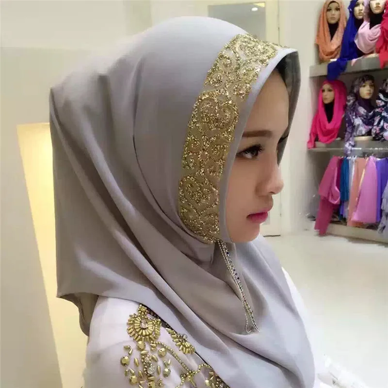 

Fblusclurs Codiaeum Muslim Hijab elastic fabric Malaysia instant convenient Muslima Shawl head wear scarf turban headband