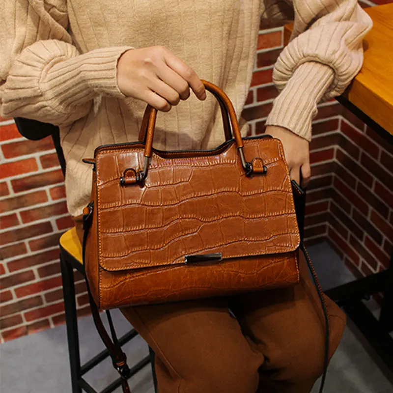 

Summer Handbags Women's Brand Leather Luxury Handbag 2018 Fashion Shoulder Bag Crocodile Pattern High Quality Totes