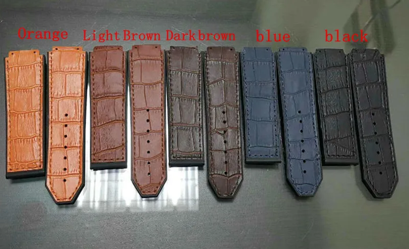 Watch Accessories For Hublot Straps 25MM * 22MM Black / Blue / Orange Leather Rubber Strap For Men