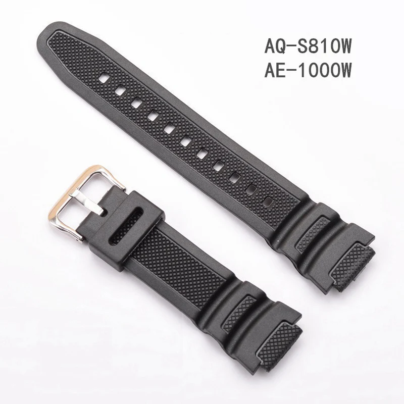 

Rubber Strap for Casio AE-1000w AQ-S810W SGW-400H / SGW-300H Silicone Watchband Pin Buckle Strap Watch Wrist Bracelet Black