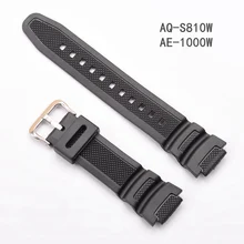 Rubber Strap for Casio AE-1000w AQ-S810W SGW-400H / SGW-300H Silicone Watchband Pin Buckle Strap Watch Wrist Bracelet Black