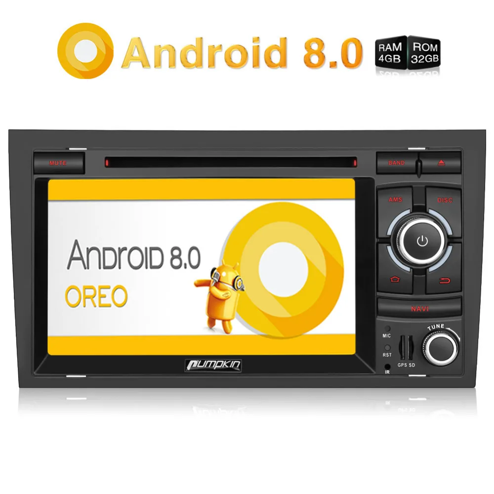 

Pumpkin 2 Din 7'' Android 8.0 Car Multimedia DVD Player Autoradio GPS Navigation Touch Screen Car Radio For Audi A4 2003-2008