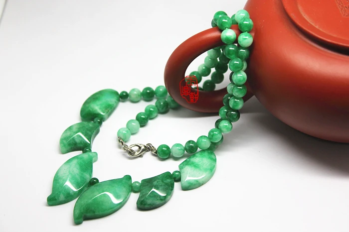 Dry natural green jade necklace female imperious princess necklace