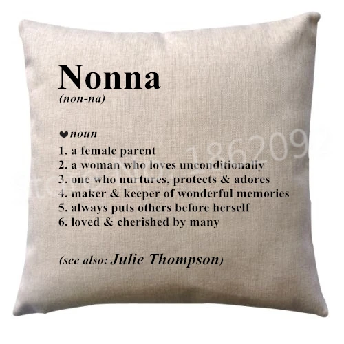 Personalised Nanna Gift Nonna Dictionary Throw Pillow Case Cushion