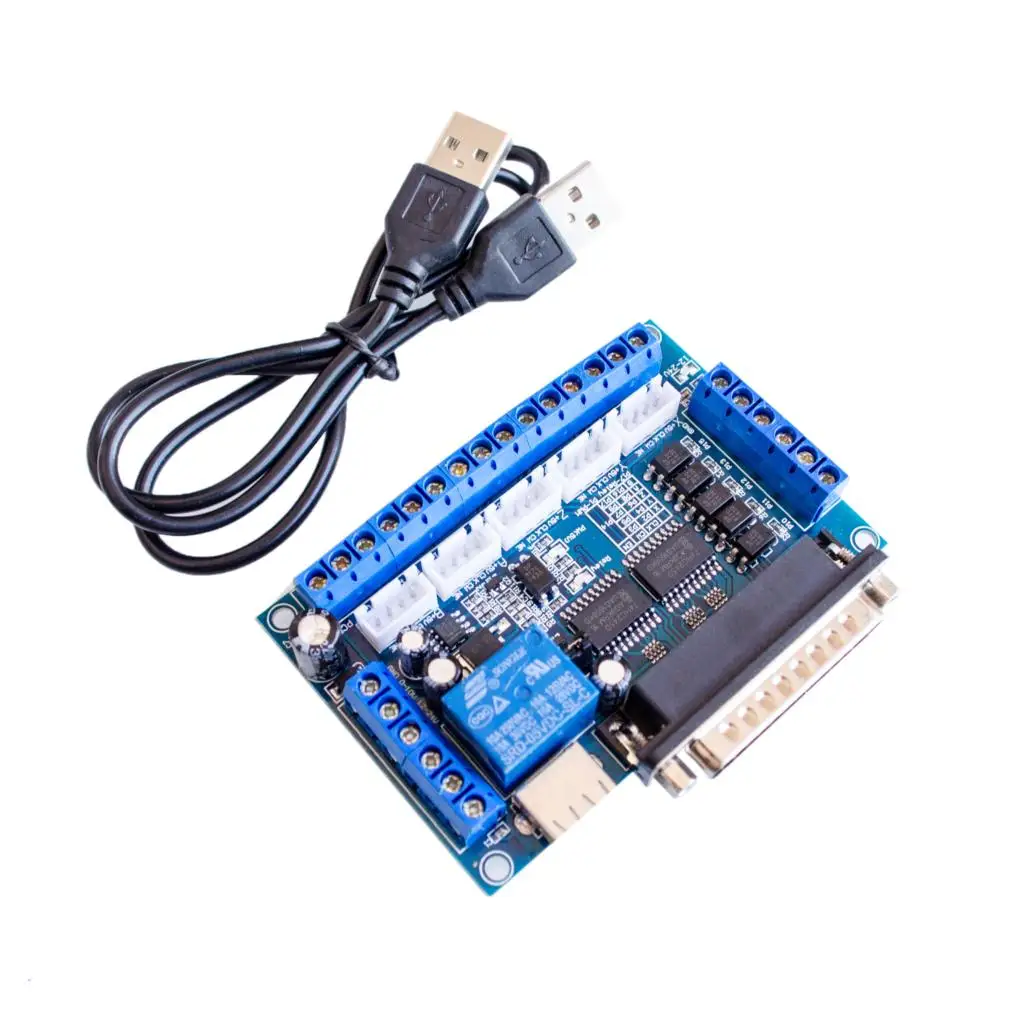 

Upgraded 5 Axis CNC Interface Adapter Breakout Board For Stepper Motor Driver Mach3 + USB Cable