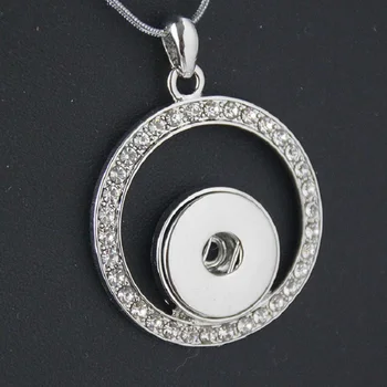

10PCS Fashion Round Silver Crystal Ginger Snap Necklace With Rhinestone Fit 18MM Snap Button