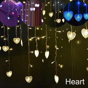 

Heart Shape Christmas Fairy Light 5m Droop 0.4-0.6m Led Curtain Icicle String Lights Garden Xmas Party Wedding Decorative Lights